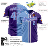 Custom Purple Light Blue-White Authentic Fade Fashion Baseball Jersey