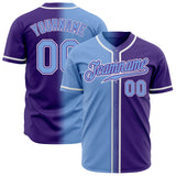 Custom Purple Light Blue-White Authentic Fade Fashion Baseball Jersey