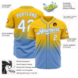 Custom Gold White-Light Blue Authentic Fade Fashion Baseball Jersey