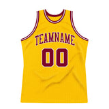 Custom Gold Maroon-White Authentic Throwback Basketball Jersey