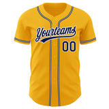 Custom Gold Navy-White Authentic Baseball Jersey