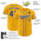 Custom Gold Navy-White Authentic Baseball Jersey