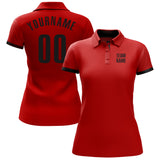 Custom Red Black Performance Golf Polo Shirt