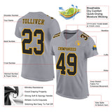 Custom Gray Black-Gold Mesh Authentic Football Jersey