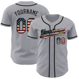 Custom Gray Vintage USA Flag-Black Authentic Baseball Jersey