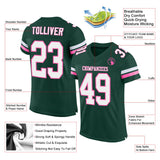 Custom Green White-Pink Mesh Authentic Football Jersey