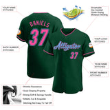 Custom Green Pink-Light Blue Authentic Baseball Jersey