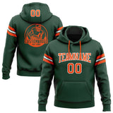 Custom Stitched Green Orange-White Football Pullover Sweatshirt Hoodie