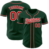 Custom Green Red-White Authentic Baseball Jersey