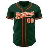 Custom Green Orange-White Authentic Baseball Jersey