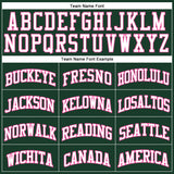 Custom Hunter Green White-Pink Authentic Throwback Basketball Jersey