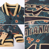 Custom Black Black-Old Gold Tiger And Peacock 3D Pattern Design Bomber Full-Snap Varsity Letterman Jacket