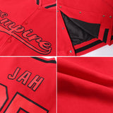 Custom Red Red-Black Bomber Full-Snap Varsity Letterman Jacket