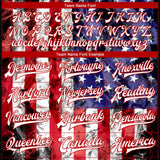 Custom White Royal-Red American Flag Fashion 3D Bomber Full-Snap Varsity Letterman Jacket