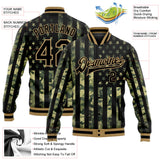 Custom Olive Black-Old Gold American Flag Fashion 3D Bomber Full-Snap Varsity Letterman Salute To Service Jacket