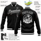 Custom Black Black-White Bomber Full-Snap Varsity Letterman Jacket