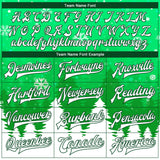 Custom Kelly Green White Christmas 3D Bomber Full-Snap Varsity Letterman Jacket