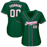 Custom Kelly Green White-Pink Authentic Baseball Jersey