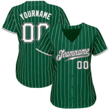 Custom Kelly Green White Pinstripe White-Gray Authentic Baseball Jersey