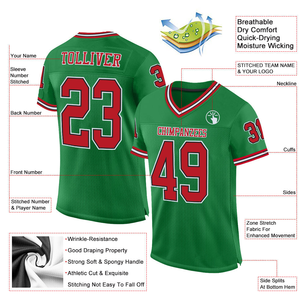 Custom White Red-Gold Mesh Authentic Football Jersey Sale – UKSN INC