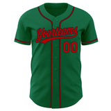 Custom Kelly Green Red-Black Authentic Baseball Jersey