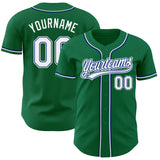 Custom Kelly Green White-Royal Authentic Baseball Jersey