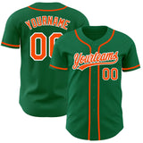 Custom Kelly Green Orange-White Authentic Baseball Jersey