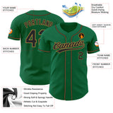 Custom Kelly Green Black-Old Gold Authentic Baseball Jersey