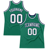 Custom Kelly Green White-Navy Authentic Throwback Basketball Jersey