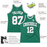 Custom Kelly Green White Pinstripe White-Gray Authentic Basketball Jersey