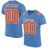 Custom Light Blue Orange-White Mesh Authentic Football Jersey