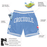 Custom Light Blue White Authentic Throwback Basketball Shorts