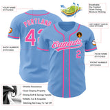 Custom Light Blue Pink-White Authentic Baseball Jersey