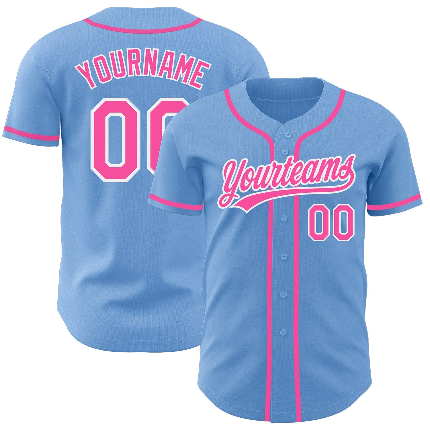 Custom Light Blue Pink-White Authentic Baseball Jersey Discount