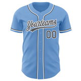 Custom Light Blue Steel Gray-White Authentic Baseball Jersey