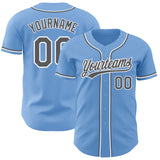 Custom Light Blue Steel Gray-White Authentic Baseball Jersey