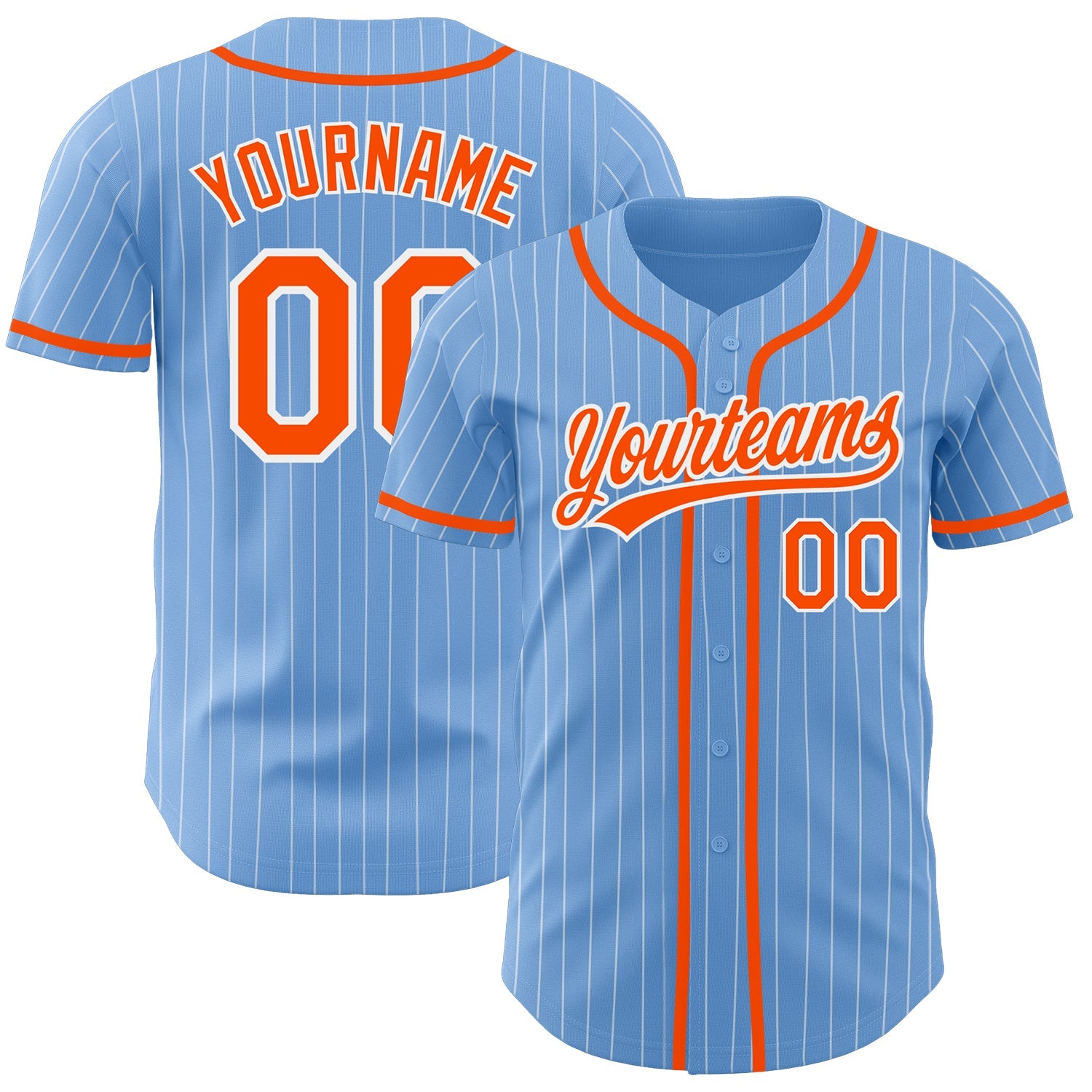 Custom Light Blue White Pinstripe White Authentic Baseball Jersey Discount