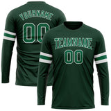 Custom Green Kelly Green-White Long Sleeve Performance T-Shirt