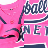 Custom Pink Navy-White Authentic Baseball Jersey