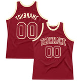 Custom Maroon Maroon-Cream Authentic Throwback Basketball Jersey