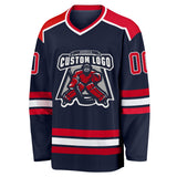 Custom Navy Red-White Hockey Jersey