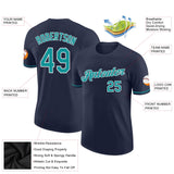 Custom Navy Teal-White Performance T-Shirt