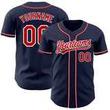 Custom Navy Red-White Authentic Baseball Jersey