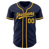 Custom Navy Gold Authentic Baseball Jersey