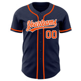 Custom Navy Orange-White Authentic Baseball Jersey