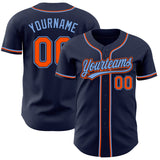 Custom Navy Orange-Powder Blue Authentic Baseball Jersey