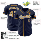 Custom Navy Old Gold-White Authentic Baseball Jersey