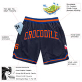 Custom Navy Orange-Royal Authentic Throwback Basketball Shorts