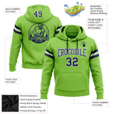 Custom Stitched Neon Green Navy-White Football Pullover Sweatshirt Hoodie