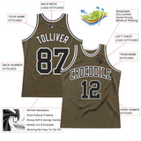 Custom Olive Black-White Authentic Throwback Salute To Service Basketball Jersey